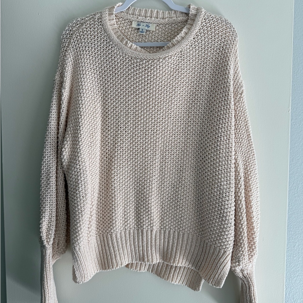She + Sky Textured Cream Sweater